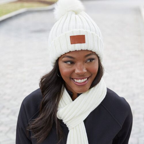 Knit Beanie With Fur Pom Pom Thumbnail